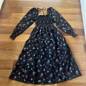 Hill House Home The Naomi Nap Dress - Black Ikat Floral